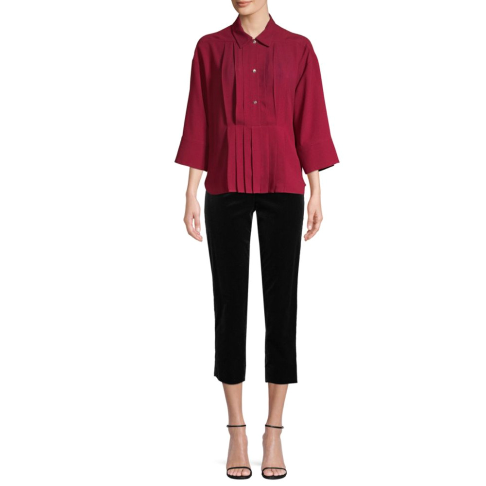 Neiman Marcus x Piazza Sempione 8 Velvet Capri Pants $450 Crop Cigarette Black